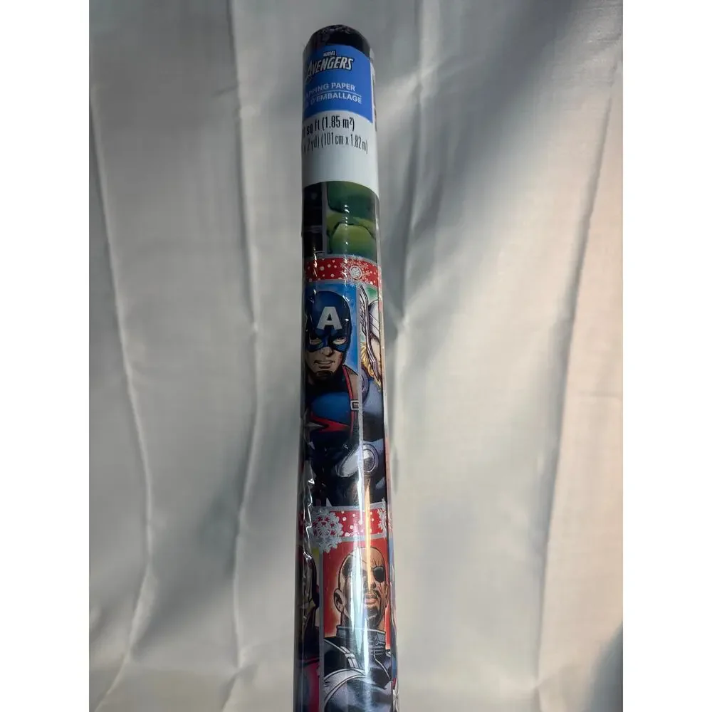 Marvel Avengers Holiday Christmas Wrapping paper 20 sqft -sealed dents